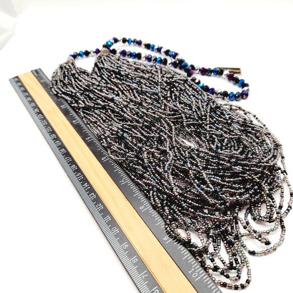 Vintage Joan Rivers Multistrand Purple Blue Silver Beaded Necklace - Picture 10 of 11